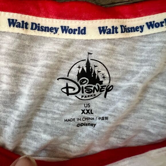 Walt Disney World Graphic Print Tee Tie Front Short Sleeve White Red Size XXL - Picture 3 of 13